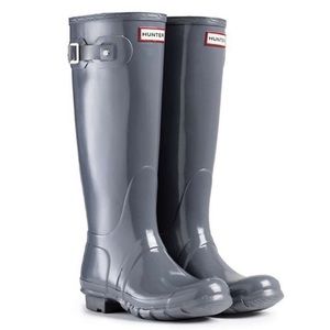 Hunter Original Tall Gloss Boots Gray Size 7 Womens